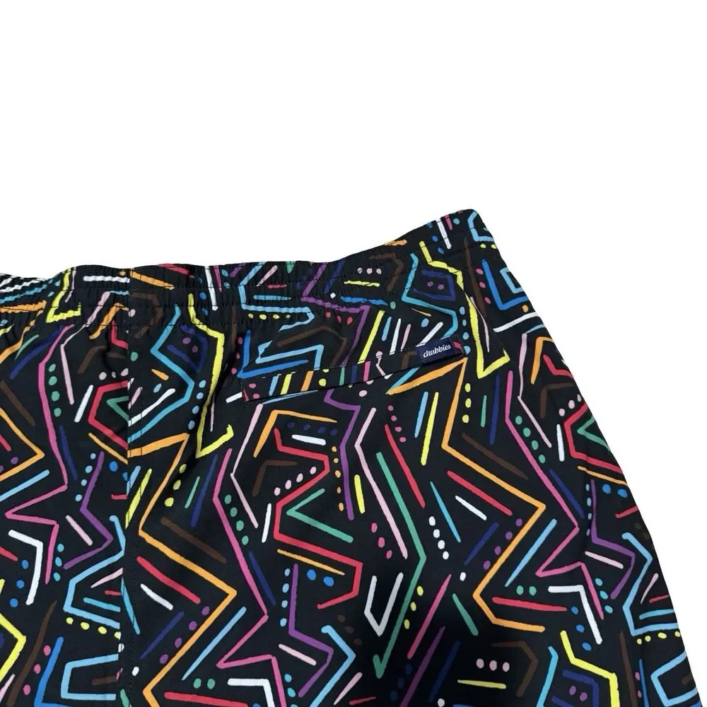 Chubbies Mens Swim Trunks XXXL Black Neon Geometric Scribble Mesh 7